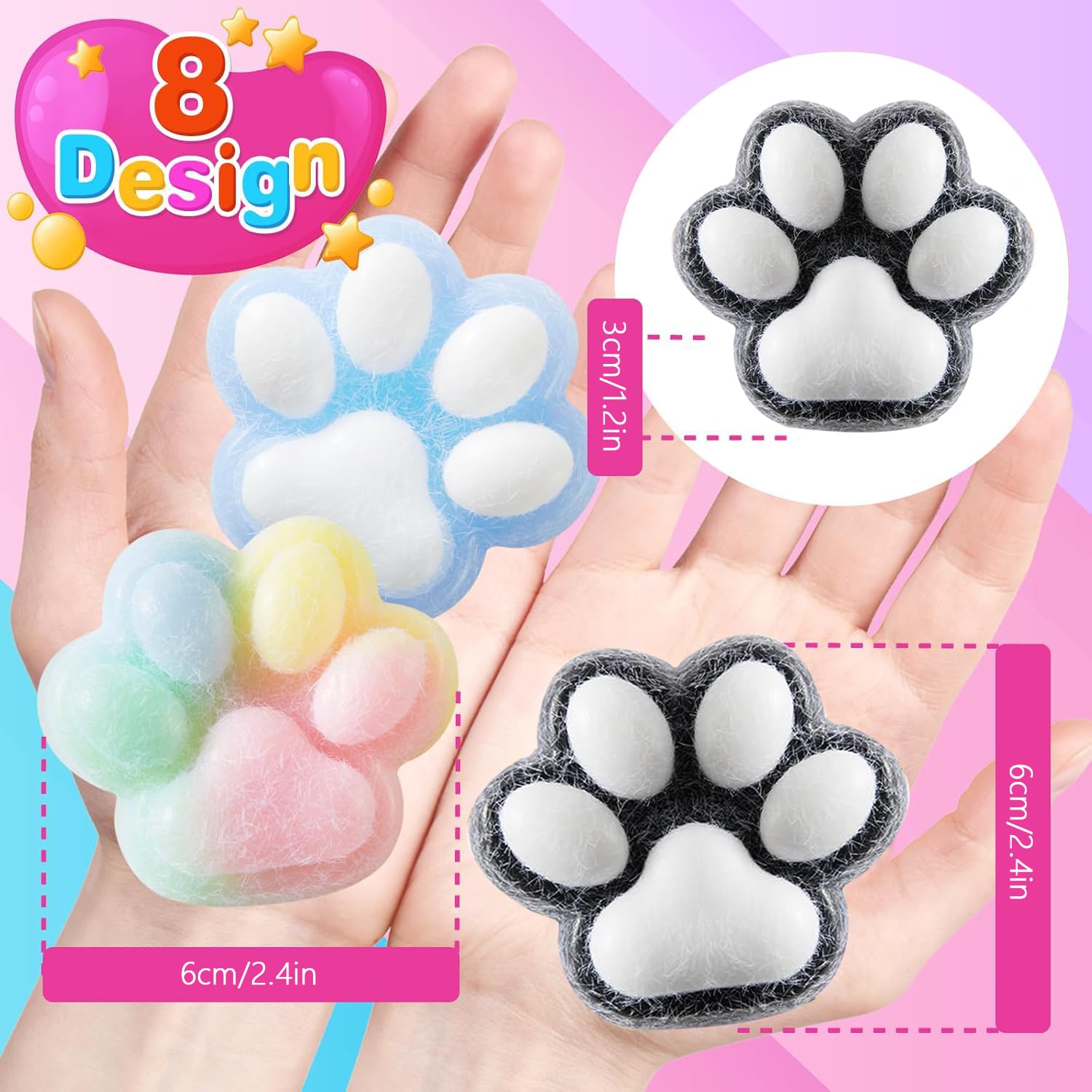 LINGJIA 2 Stück Katzenpfoten Squishy – Weiches Stressspielzeug, 7 Cm, Für Kinder & Erwachsene