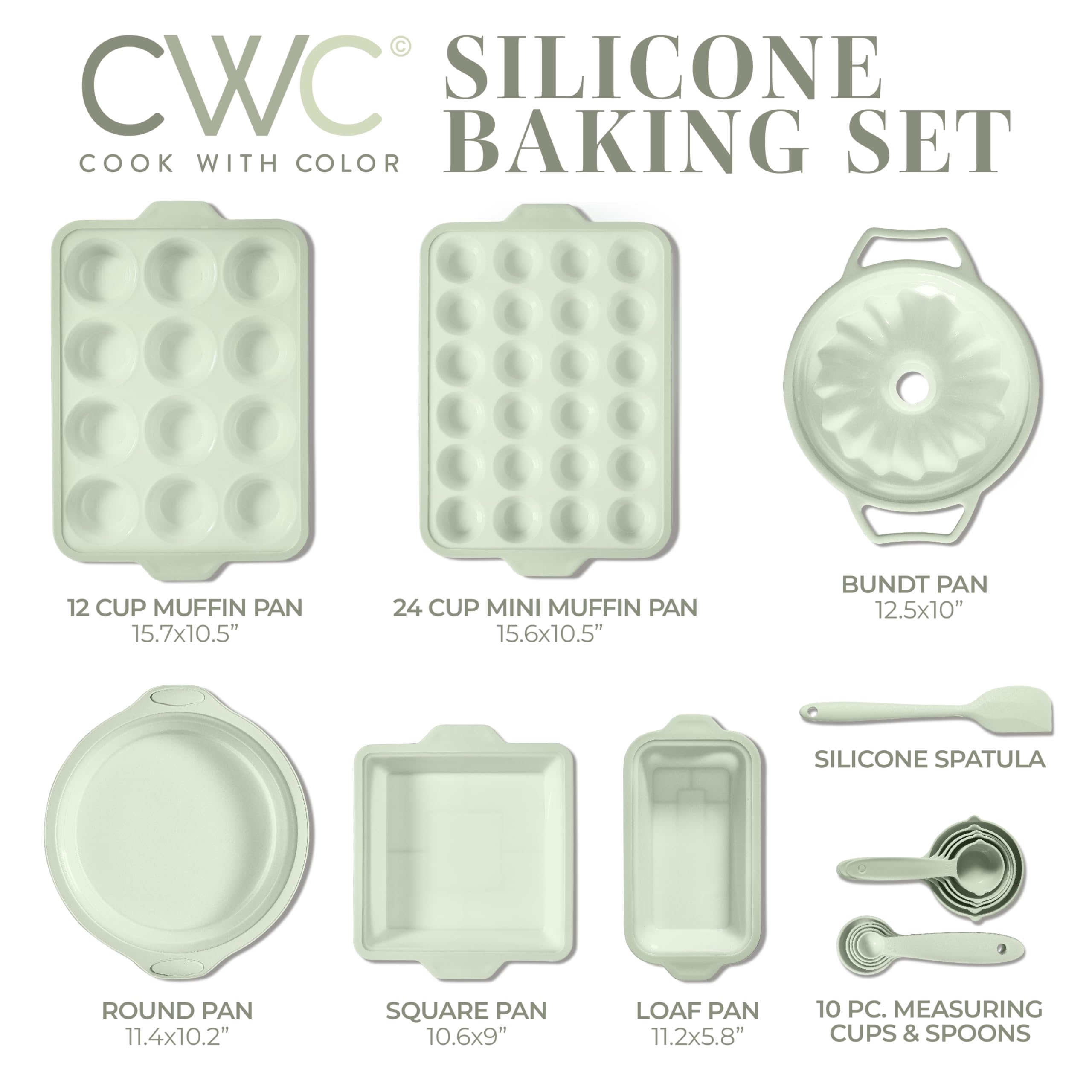 COOK WITH COLOR 17 Stück Silikon Backformen - Antihaftbeschichtung und leicht zu reinigende Silikon-Muffinpfannen zum Backen mit stabilem Metallrahmen für Stabilität, flexible Kuchenformen