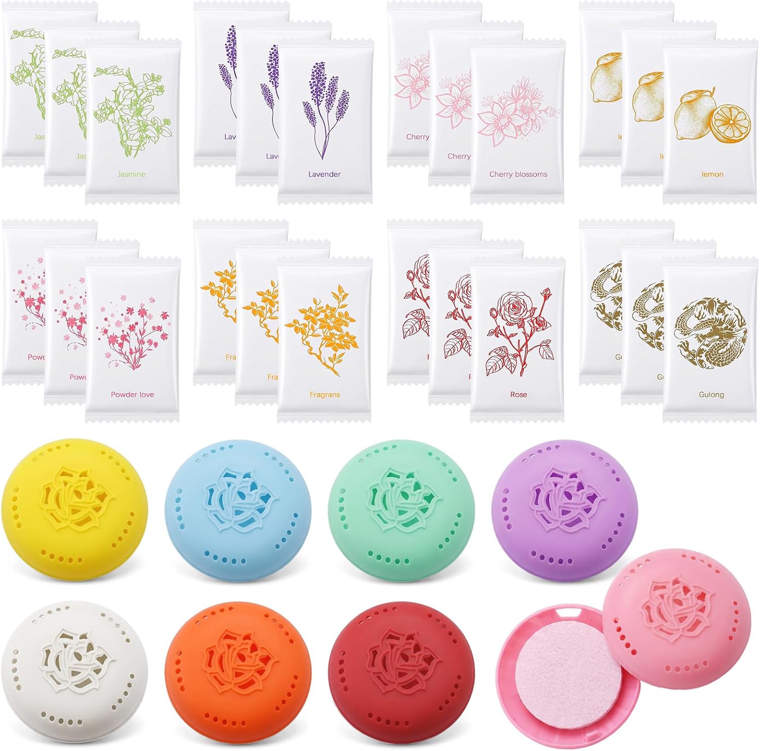 24 Pack Cat Litter Box Deodorizer Pods, 8 Scents Odor Eliminator