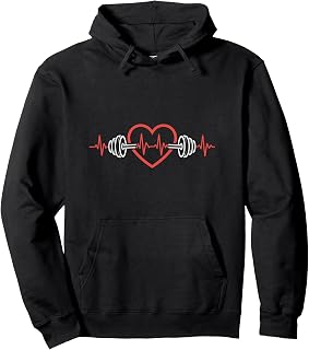 Barbell Heartbeat Weightlifting Gym Workout Pullover Hoodie