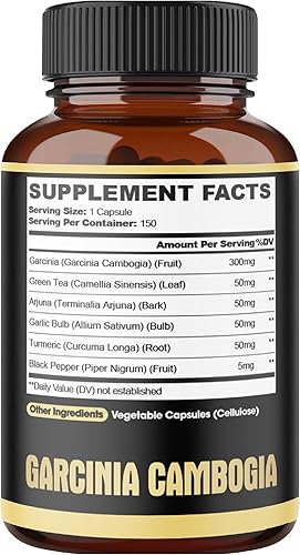 Miniatura 7 de Cápsulas prémium de Garcinia Cambogia con té verde, arjuna, ajo, cúrcuma, pimienta negra, suplemento de salud corporal y apoyo inmunológico, 1
