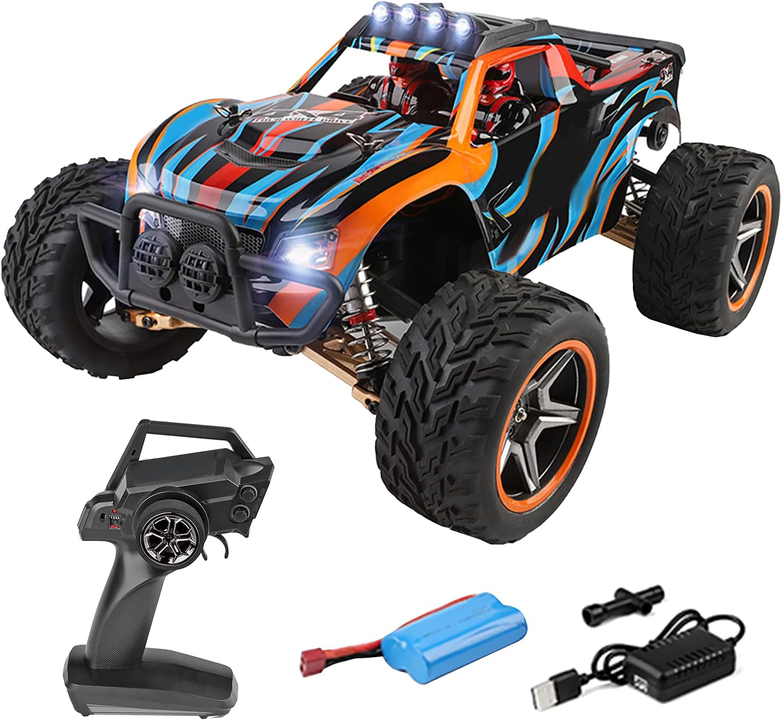 WLtoys 104009 RC Truck, 1:10 Scale 4WD Off-Road Car, 2.4GHz 45KM/H High Speed, All Terrains Electric Toy Vehicle for Adults