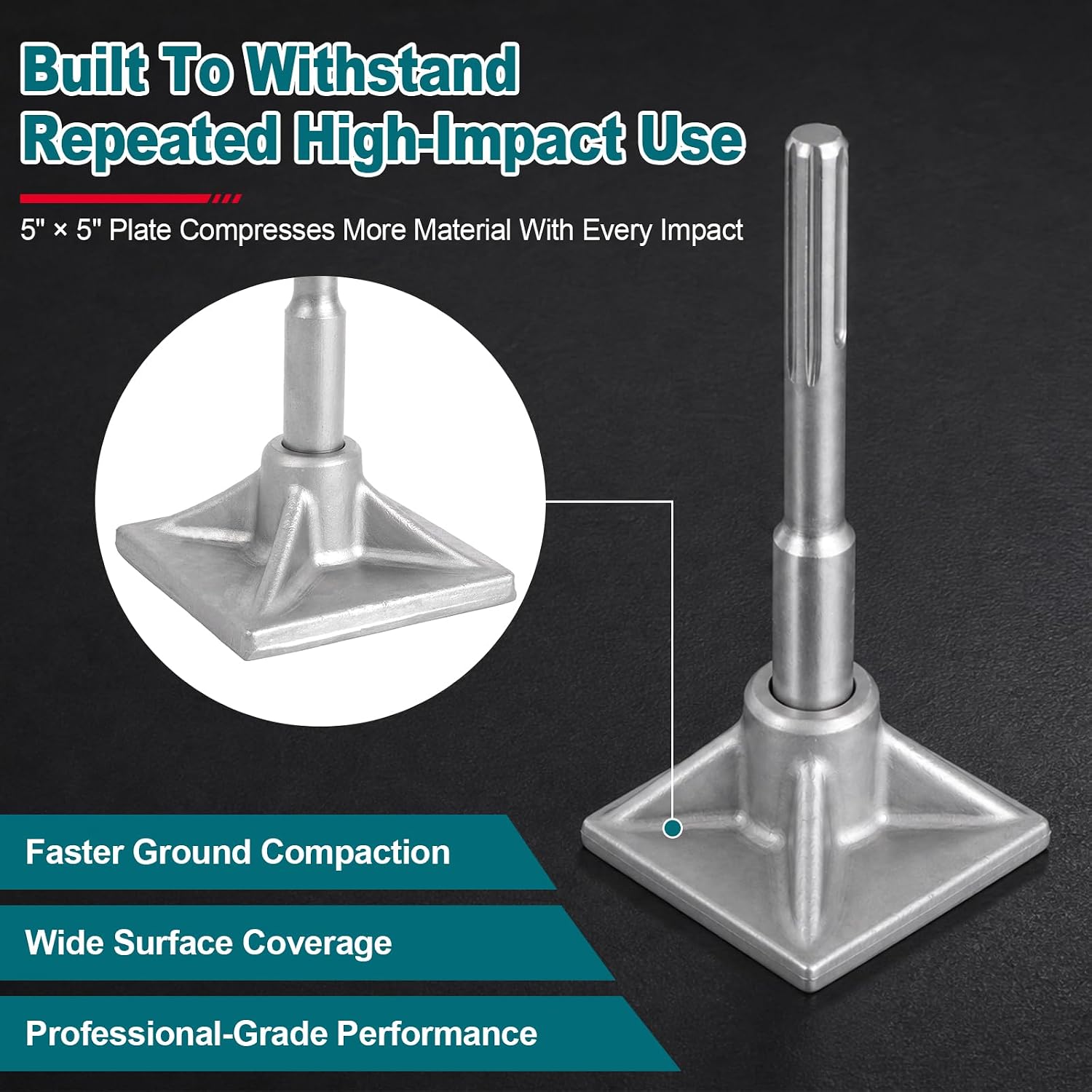 SDS Max Tamper Shank with 8.86 In. Plate
