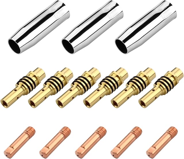Dadabig 14 PCS Nozzles Contact Tips Holder, Welding Torch Accessories Kit 3 pcs Nozzles, 6 pcs Contact Tips and 5 pcs Tip Holders for 15AK Torch Gun