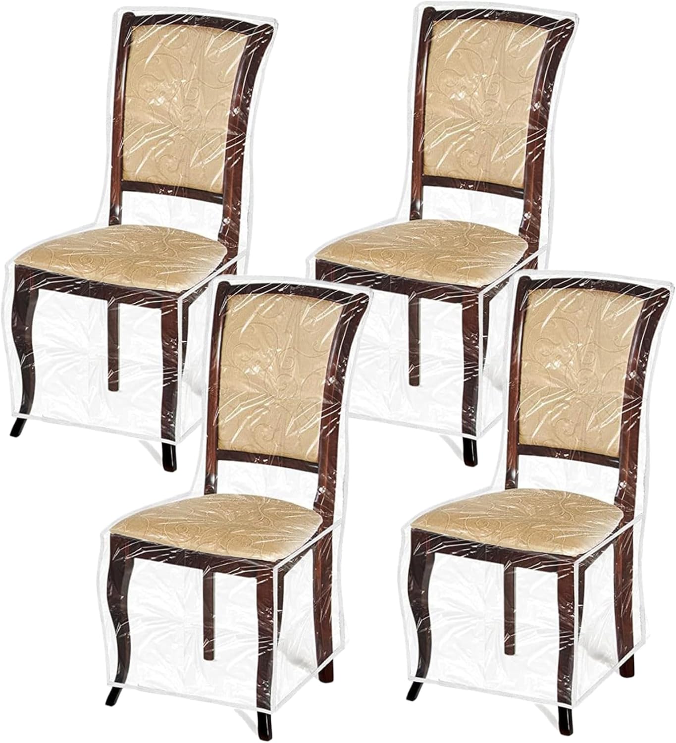 Dining Chair Covers 4pcs Clear Stain Resistant Plastic Chair Covers Easy to Clean Protectors from Water Dust Pet Claws Kids Scratch
