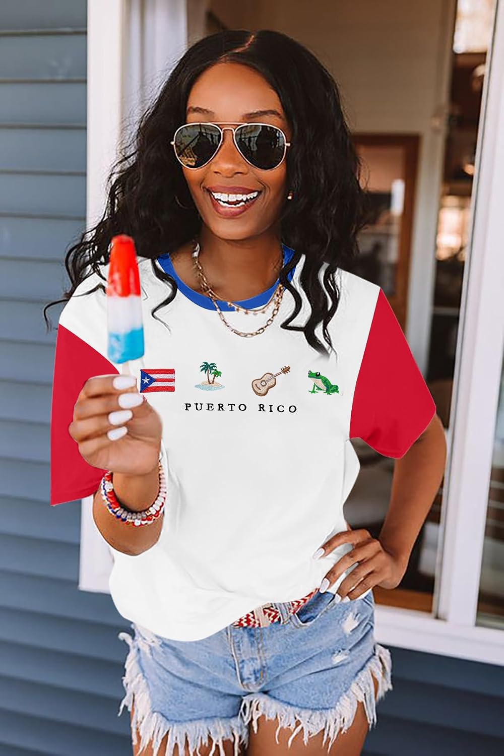 Puerto Rico Flag Graphic Tee for Women - Boricua Pride Short Sleeve Top — view 3