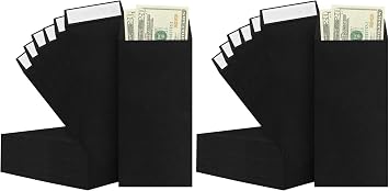 BONUS++ Envelope Set - 120 Envelopes for Cash, Checks, Tickets; 80GSM, 3.2x6.6 inch Black Envelopes - Perfect for Cash Challenge Savers Pack of 2