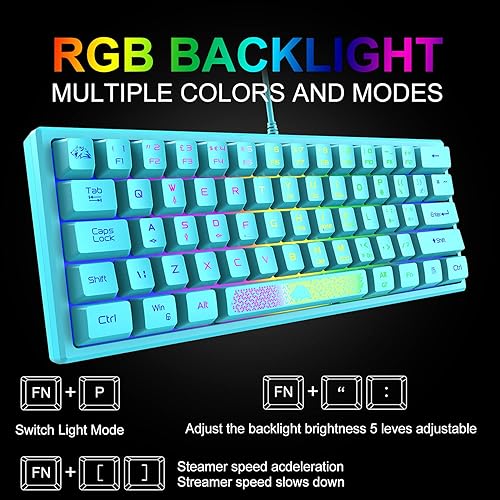 Miniatura 2 de Combo de teclado y mouse para juegos 60 Samll Mini RGB retroiluminación mecánica y mouse óptico mecánico RGB de panal de abeja alfombrilla de mouse
