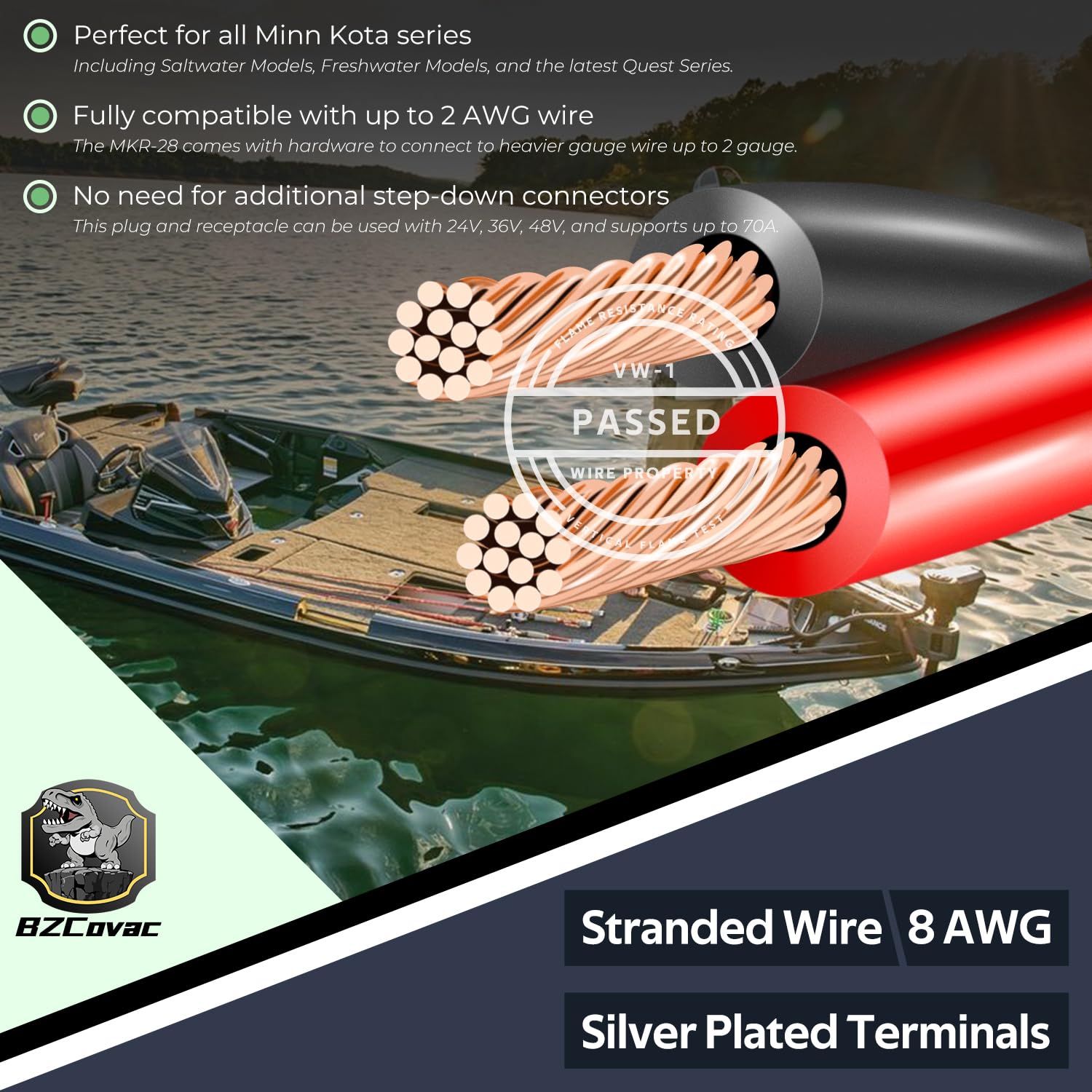 1865120 MKR-28 Trolling Motor Stecker und Buchse für Minn Kota, wasserdichte Dual-Halterung für Süß- und Salzwasseranwendungen, verstellbare Montage, kompatibel mit 1-10 AWG Draht