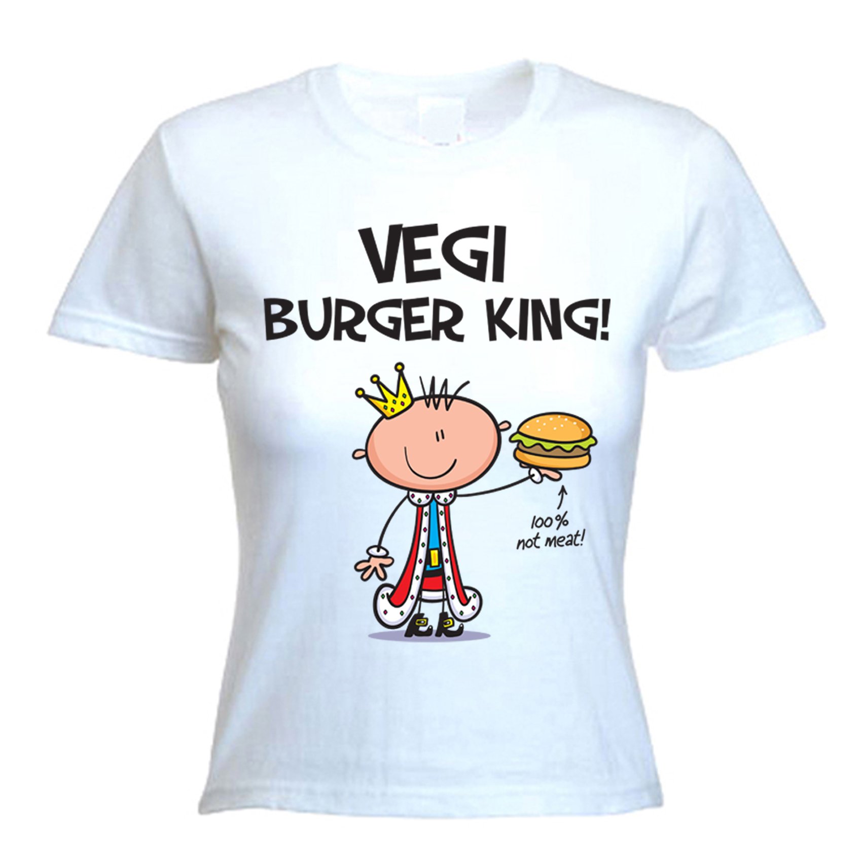 Tribal T-Shirts Womens Vegi Burger King T-Shirt (XL, White)