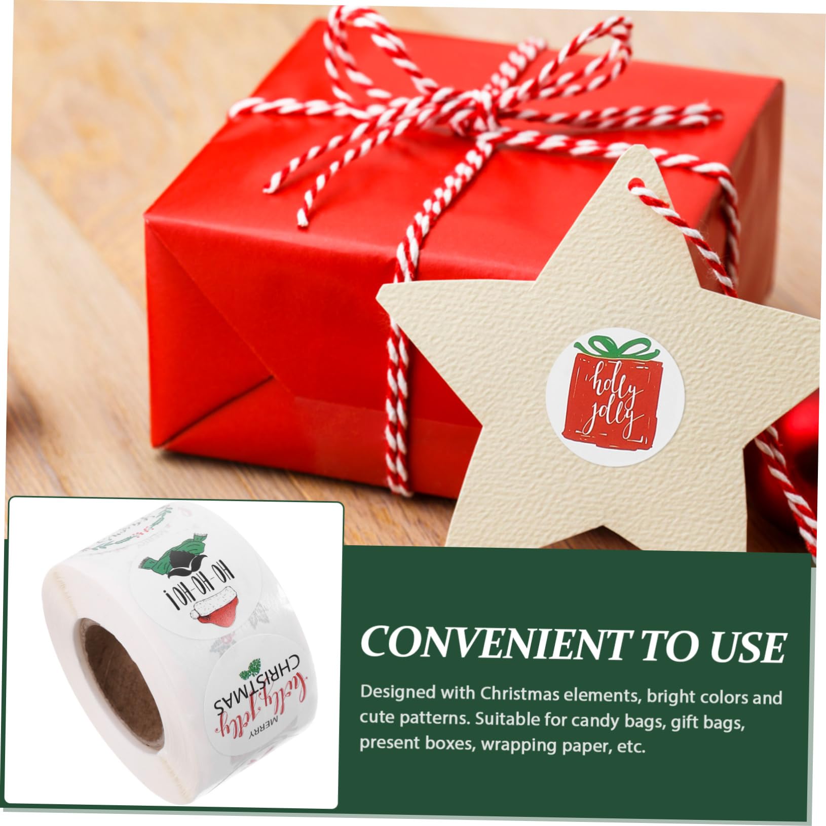 STOBOK 5rotoli Adesivi Natalizi Merry Christmas Stickers Per Regali Decorazioni Biglietti Di Ringraziamento e Matrimoni Da Design e Autoadesivo
