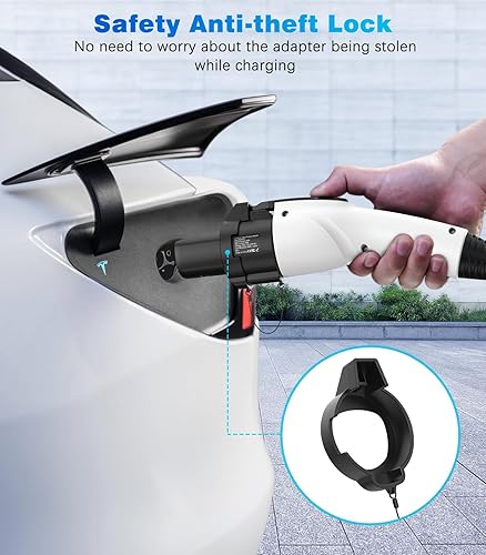 Miniatura 3 de MoKo Adaptador de cargador J1772 a Tesla con bloqueo, adaptador de carga rápida J1772 para Tesla Modelo 3 Modelo Y Modelo X Modelo S en estaciones