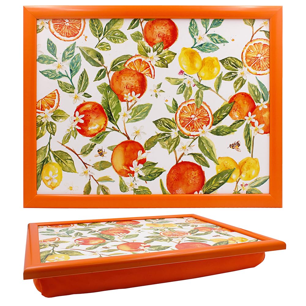 The Leonardo Collection Oranges And Lemons Oranges & Lemons Jennifer Rose Wooden Kitchenware Oranges & Lemons Laptray For Food Serving | Lap Trays With Bean Bag Cushion | Durable Lap Trays For Eating On Lap For Adults