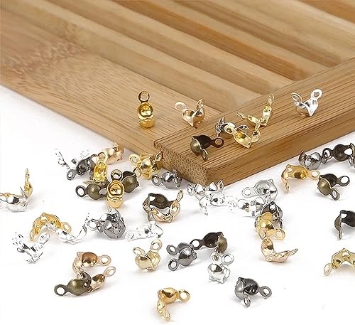 Miniatura 6 de Allazone 1400 puntas de cuentas para nudos, cubiertas de nudo, puntas de cuentas plegables, 7 colores, cubiertas abiertas de metal para