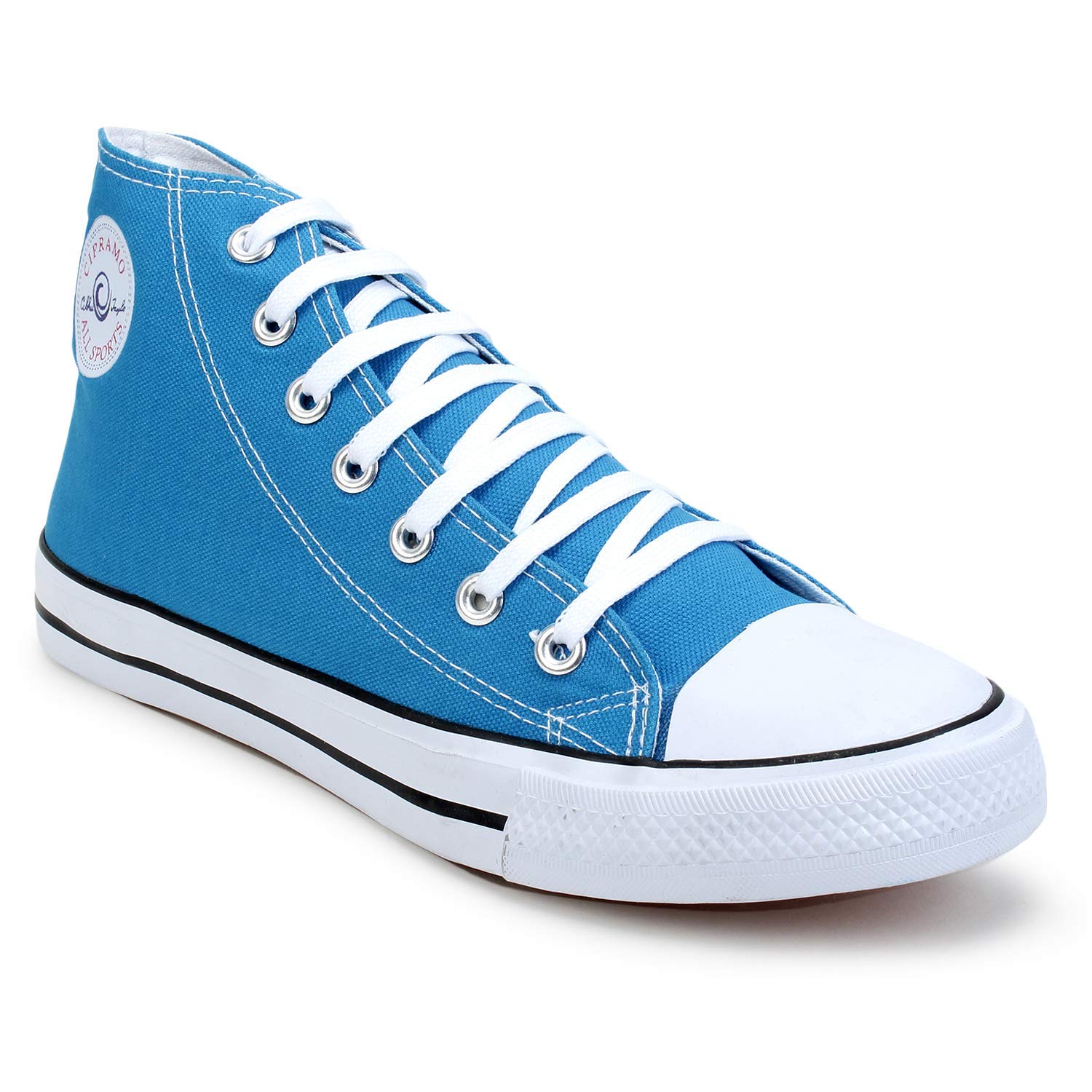 LACE-UP HIGH SHOES IN NAVY BLUE CANVAS