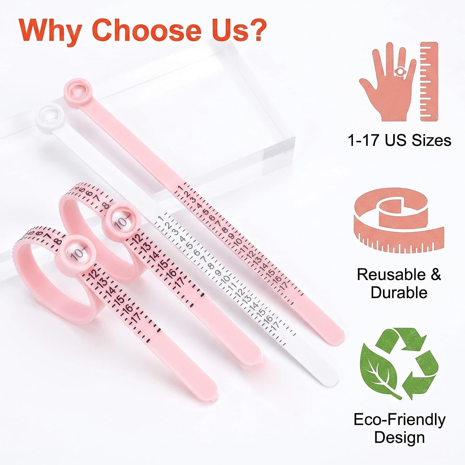 DreaMayndic Ring Sizer Set 3Pcs: 1‑17 US Sizes with Magnifying Glass – Reusable Finger Measuring Tool for Men Women Teens