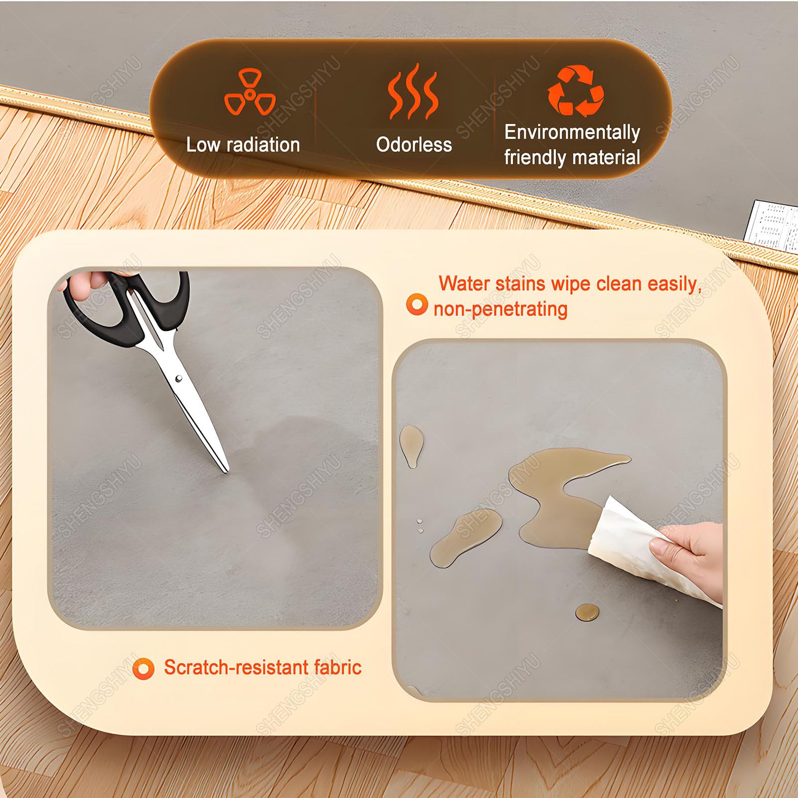 Tappeti Riscaldati,Tappeto Riscaldante per Pavimento,Riscaldamento a Temperatura Costante,Temperatura Regolabile,PVC Riscaldamento Elettrico a Pavimento Camper 100×100cm