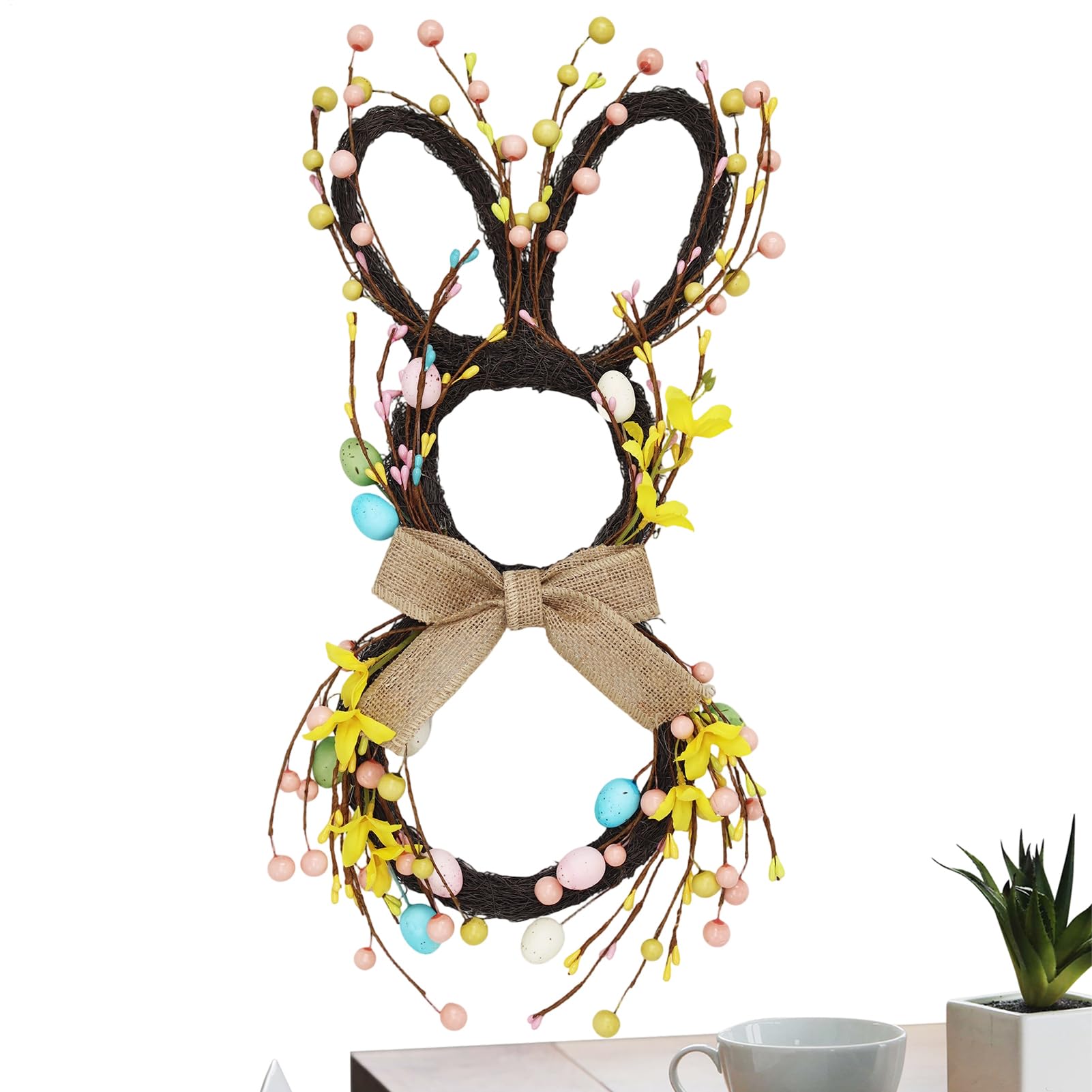 Guirlande buis avec base de verdure realiste pour piece suspendue murale