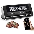 Meat Thermometer Wireless with 2 Probes, 800FT Bluetooth Digital Thermometer with Smart APP, Temp Precise Improved by 100%, Instant Read Food Thermometer with Alerts for Oven Smoker BBQ Grill