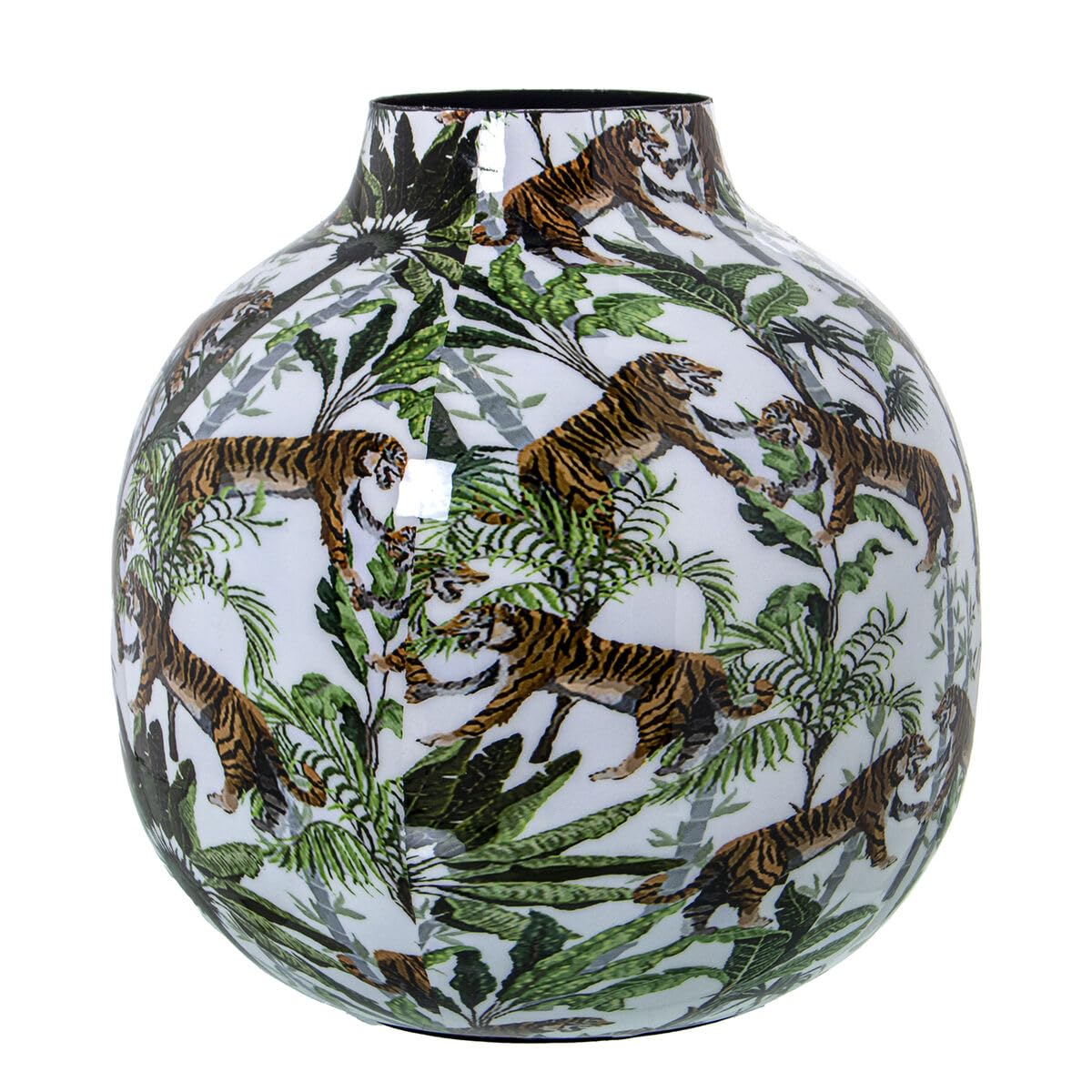 Vase en métal Tigre sur une table de salon moderne pour sublimer vos fleurs