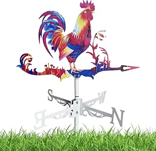 65 x 36 cm Grifo con Molinillo de Viento, Gallo de Metal en Molinillo de Viento, Colorido, indicador de dirección del Viento, Larga duración, para jardín, terraza, Techo,