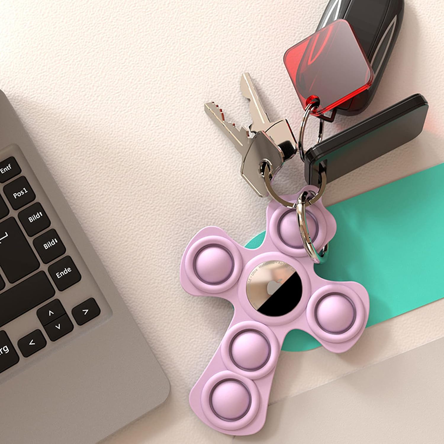 2 pack compatible for apple airtag holder airtag case multipurpose pop it fidget toy airtags keychain air tag holder tracker cover airtag key ri