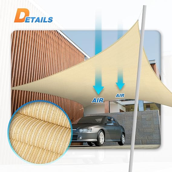 TANG 16' x 20' Sun Shade Sail Rectangle Outdoor Canopy UV Block Sunshades for Patio, Square Shade Cloth for Backyard Porch Deck Garden Pergola Cover, Beige
