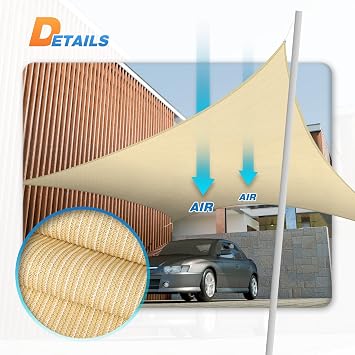 TANG 16' x 20' Sun Shade Sail Rectangle Outdoor Canopy UV Block Sunshades for Patio, Square Shade Cloth for Backyard Porch Deck Garden Pergola Cover, Beige