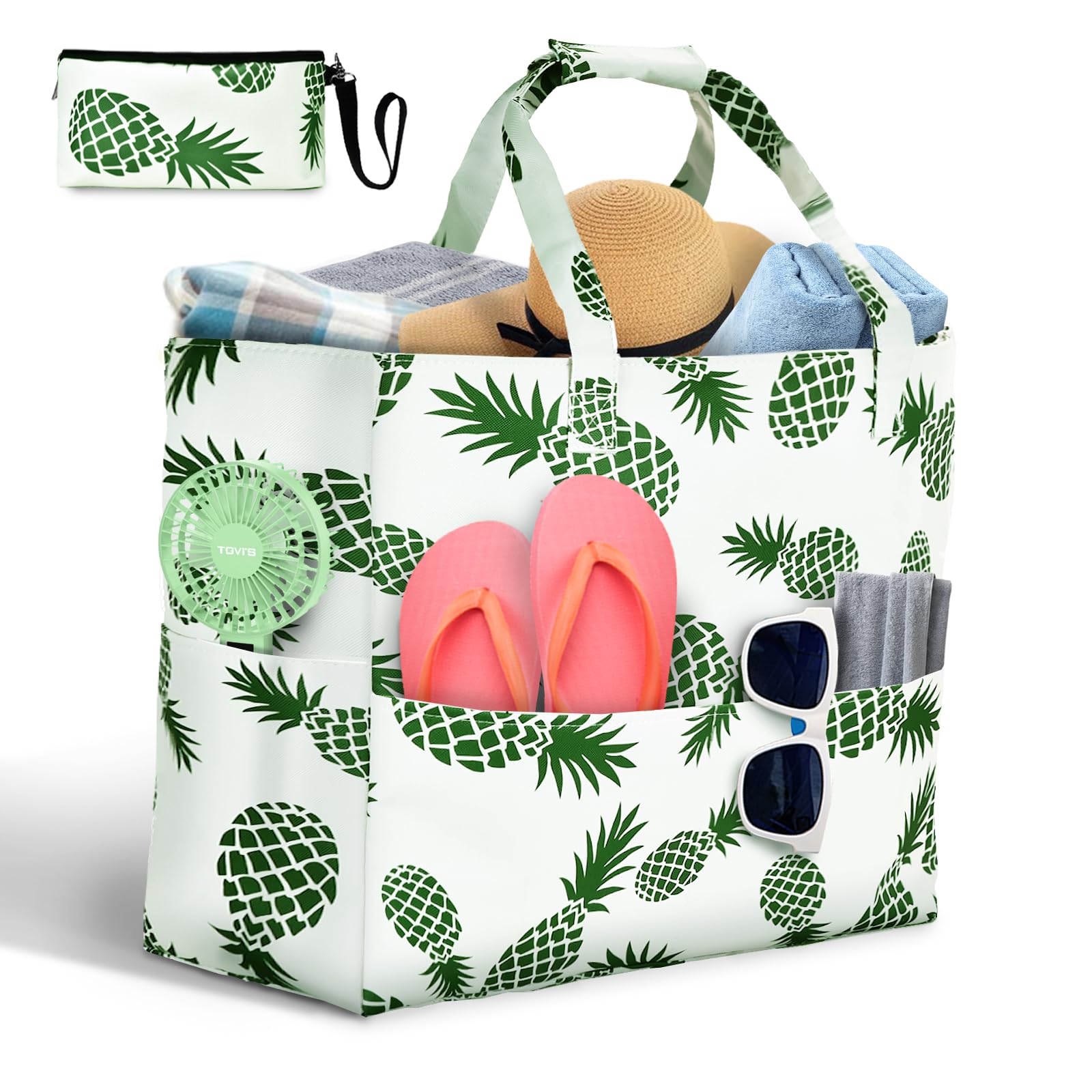 FORMIZON Bolsa Playa Grande XXL Familiar, Bolsa de playa mujer con Cremallera, Impermeable Bolsa Natacion Playa Muje, Shopper Tote Bag Plegable para Playa Picnic Vacaciones Compras