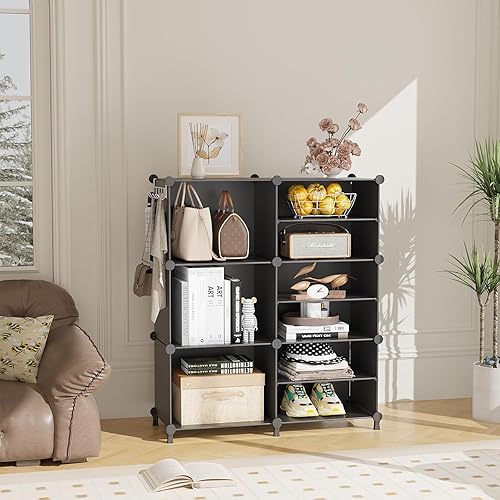 Miniatura 2 de AWTATOS Organizador de armario con 6 cubos de almacenamiento, estantes portátiles para armario, organizadores de ropa y almacenamiento apilables,