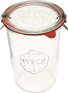 Weck Canning Jars 743 - Weck Mold Jar made of Transparent Glass - Eco-Friendly - Food Storage Container with Lid Airtight - 3/4 Liter Tall 1 Jar with Lid and Rubber Gasket