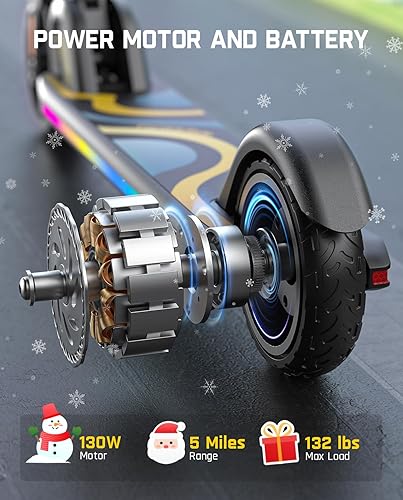 Miniatura 16 de FanttikRide C9 Pro Kids Electric Scooter Ages 8-12, Colorful Rainbow Lights, E-Scooter for Kids 3.9-5.2 ft, 132 lbs, 5 Miles Range, Up to 40 min Azul