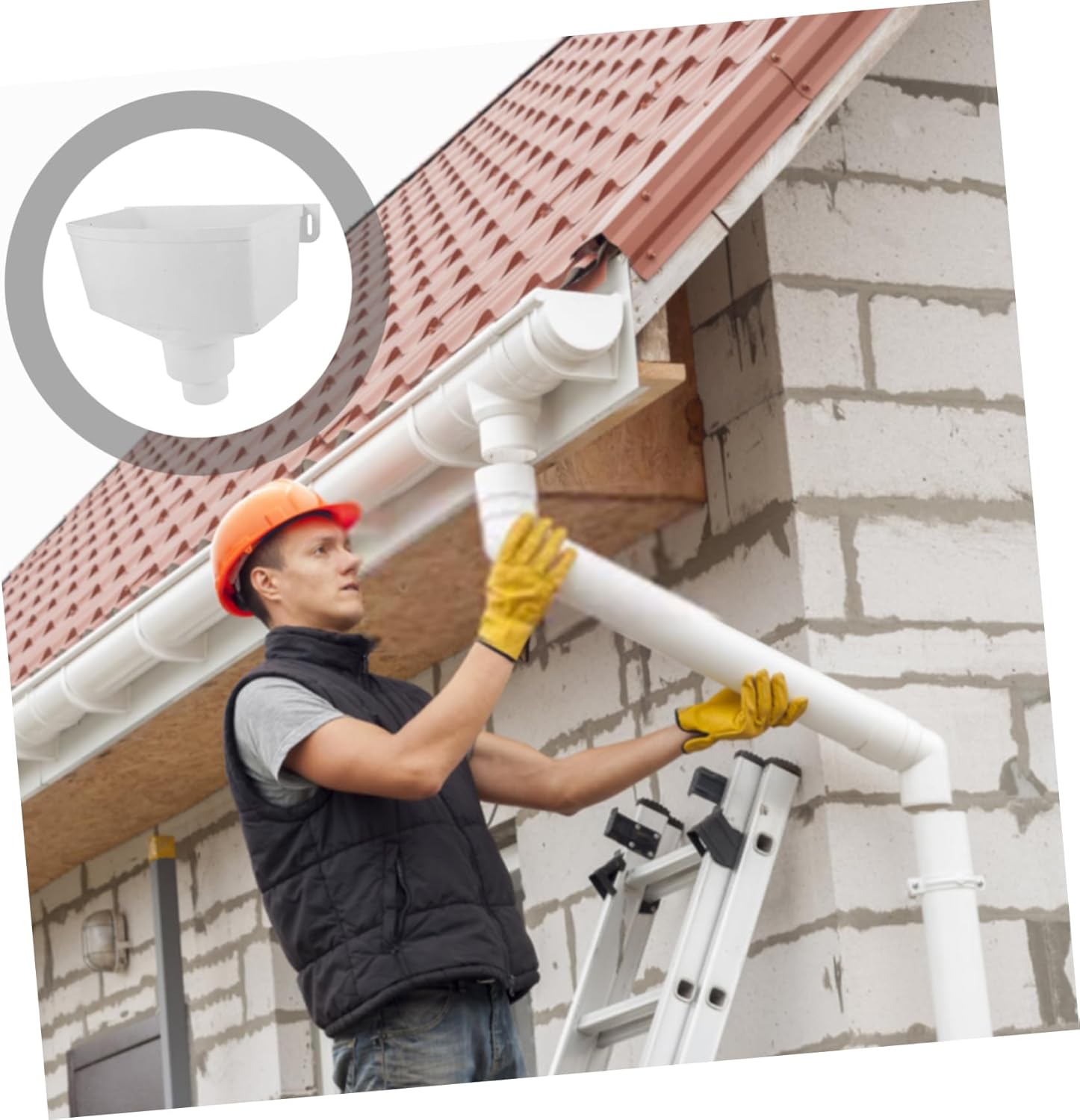 Rain Gutter Downspout Adapter Pvc Bucket Drain Pipe Gutter to Downspout Connector