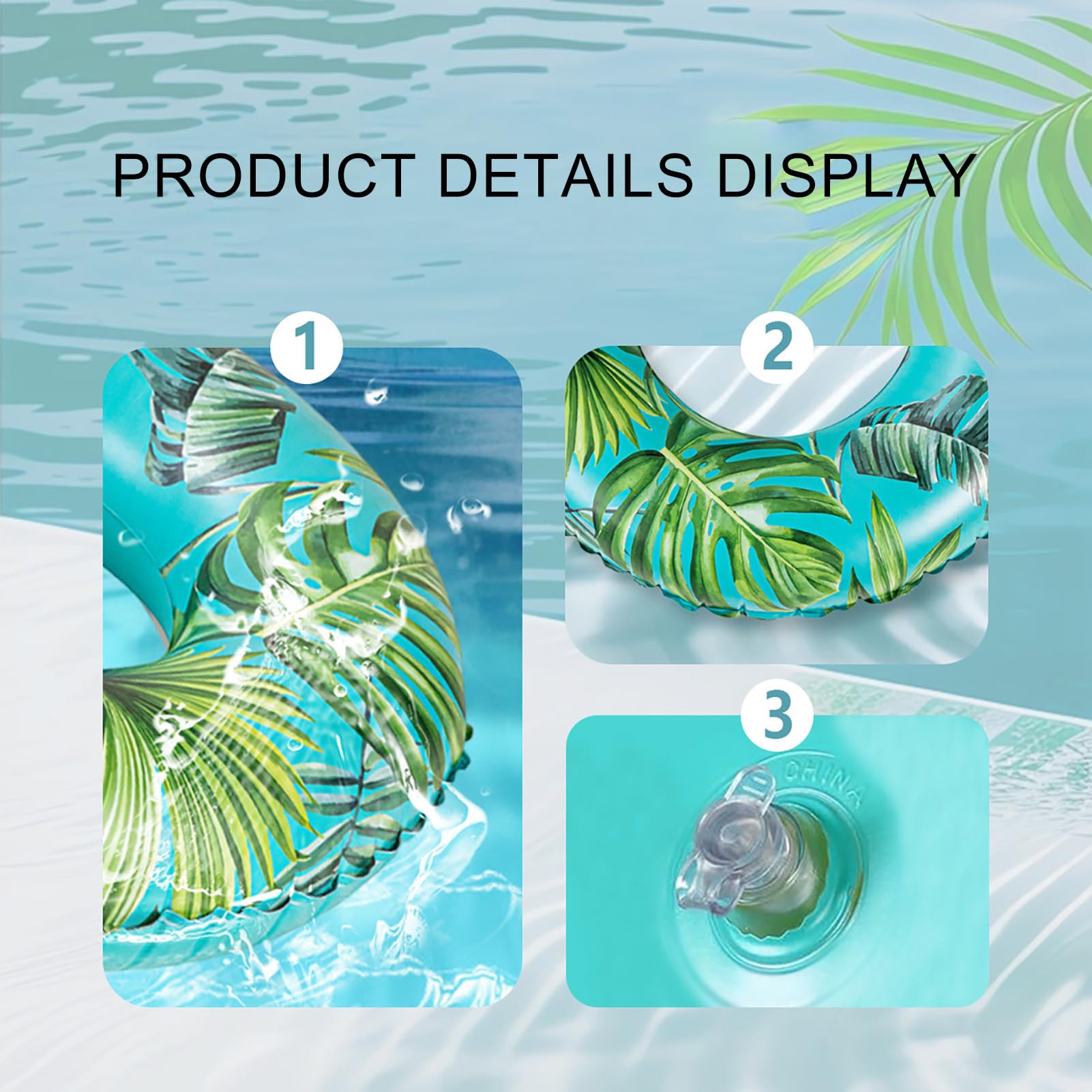 Inflatable Pool Tubes, Floating Swim Rings, Beach Floats, PVC, Green/Red Leaf