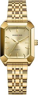 GOLDEN HOUR Women's Rectangular Quartz Watch, Gold Tone Stainless Steel Band