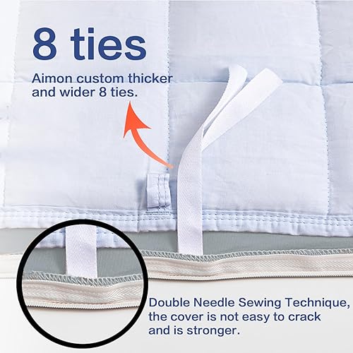 Vista 3 de Aimon Funda de manta con peso (48 x 72 pulgadas, gris oscuro, tamaño individual, cremallera lateral), 100% algodón, suave, duradera, lavable a