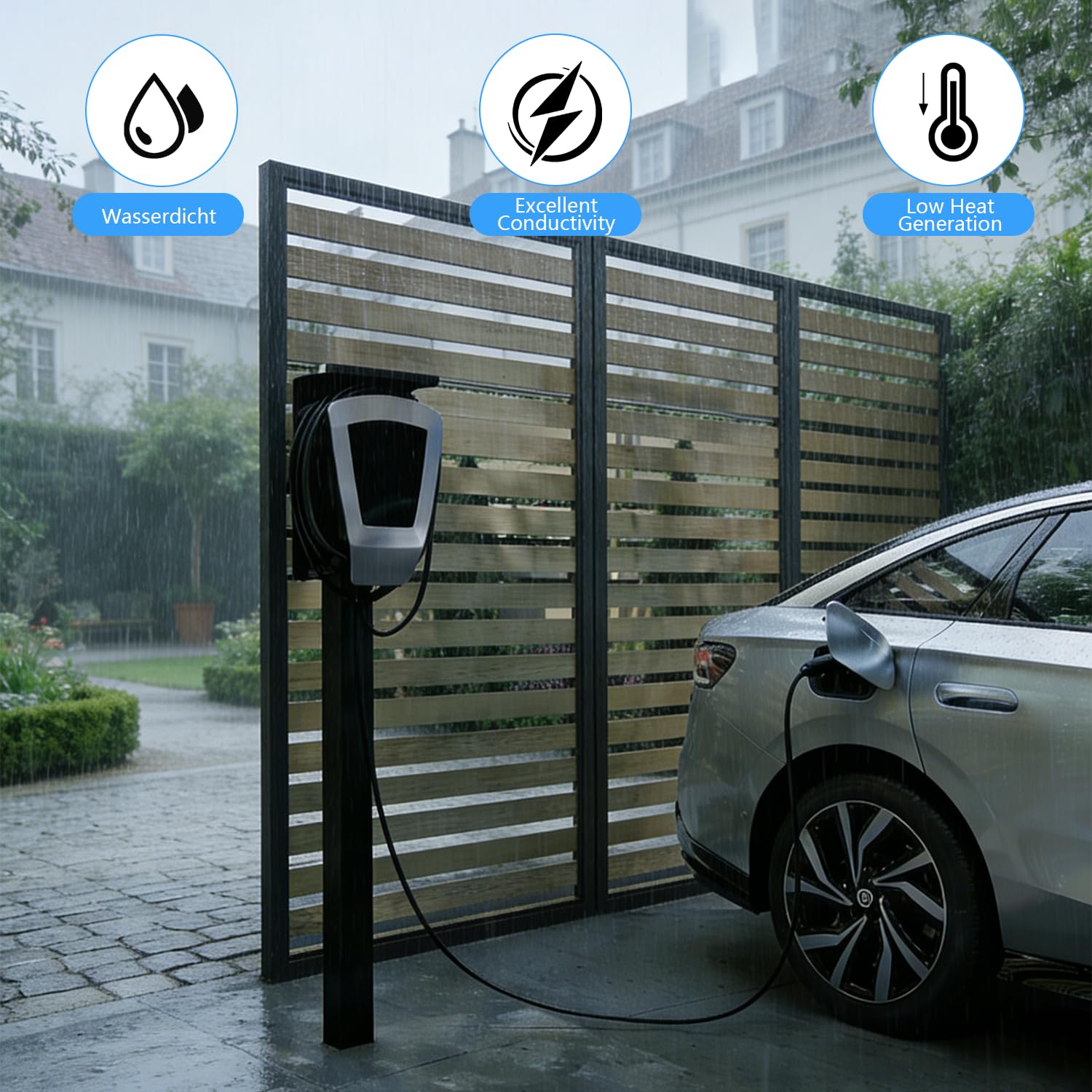 Supporto Universale per Wallbox, Colonna di Supporto Resistente alle Intemperie in Lega di Alluminio con Tetto, per Auto Elettriche (Escluse Le Stazioni di Ricarica)