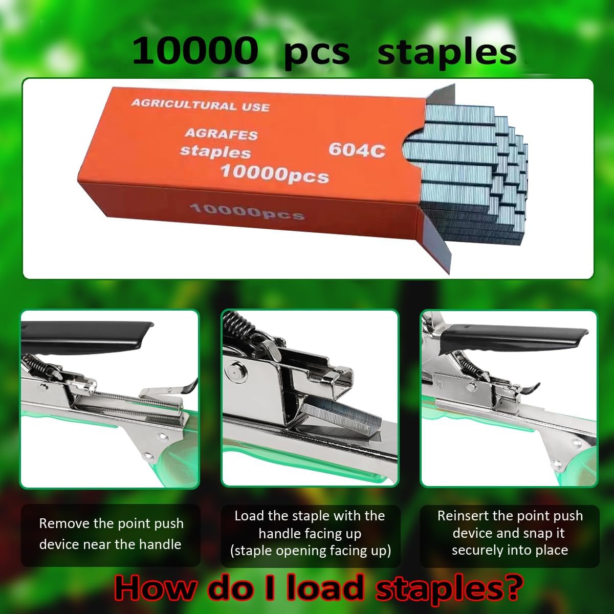 20Rolls of 100 Feet tie Tape and 1 Box of Staple (10000 PCS Staples) for Plant Tying Machine,Plant Tape for Climbing Plants, Grapes, Raspberries, Tomatoes and Vining Vegetables Flowers