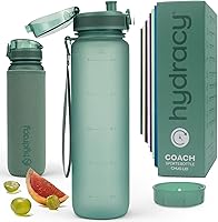 Hydracy 64oz Motivational Water Bottle with Time Marker, Fruit Infuser, Leakproof No-Sweat Sleeve - BPA Free Gym Sports Bottle