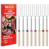 8 PCS Marshmallow Roasting Sticks, Telescoping Smores Sticks for Open Fire Pit, 32 Inch Long Marshmallow Toasting Barbecue Forks S'mores Skewers for Campfire Camping Hotdog Hot Dog Bonfire Grill