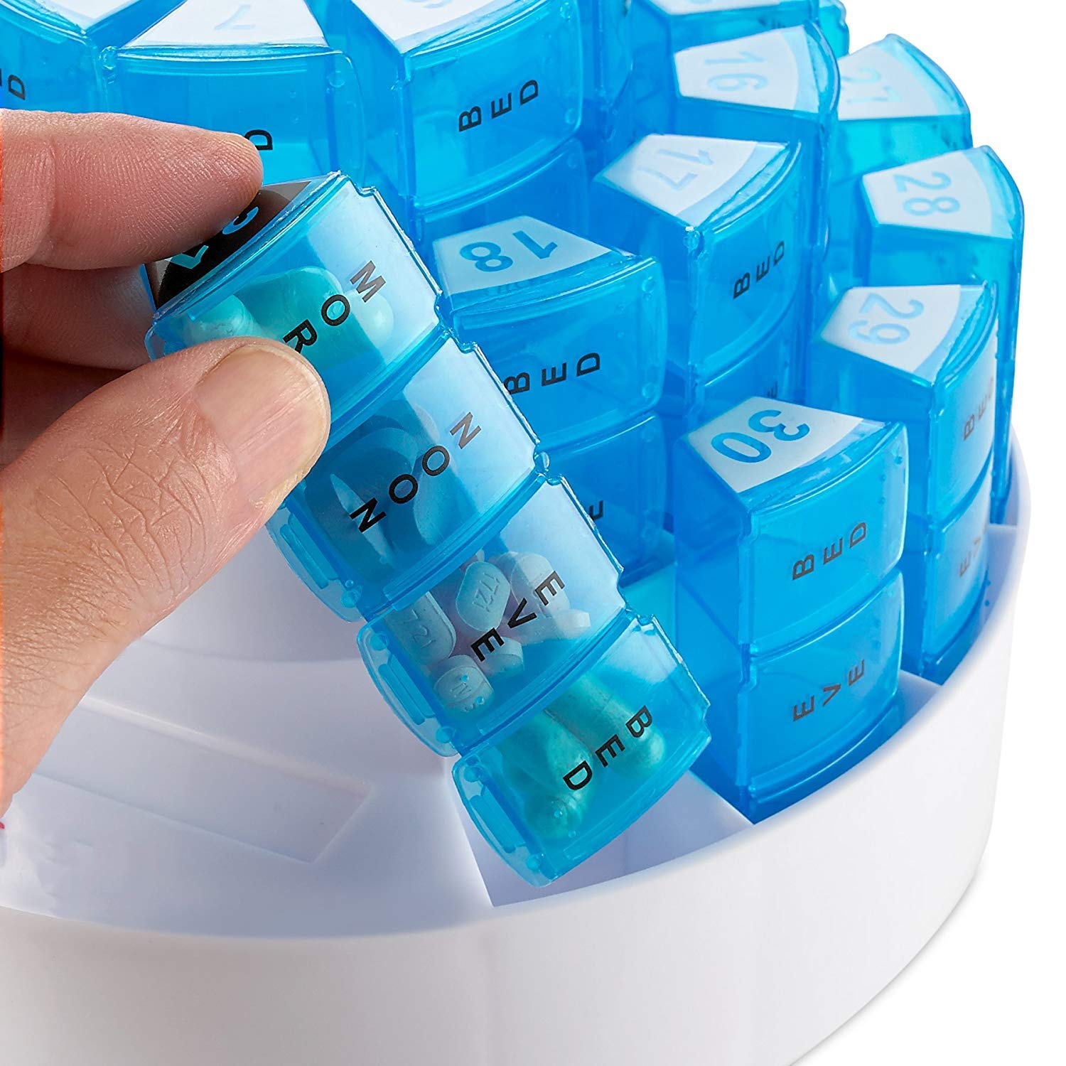 Boîte à pilules mensuelle - Organisateur de Pilule de Voyage pour suppléments d'aspirine à l'huile de Poisson vitaminée - Section Organisme de Prescription avec Plusieurs doses Quotidiennes