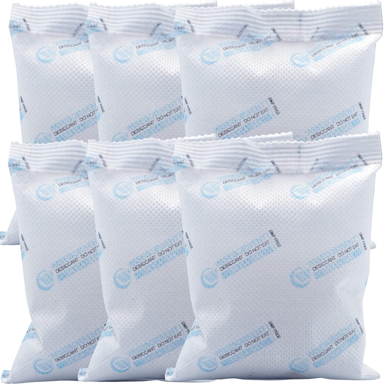 6Pcs 100 Gram Silica Gel Packets, White Dessicant Beads Packets for Storage, Pure and Safe Silica Gel Desiccant Packs, Moisture Absorber Silica Gel Beads Packs for Moisture Control