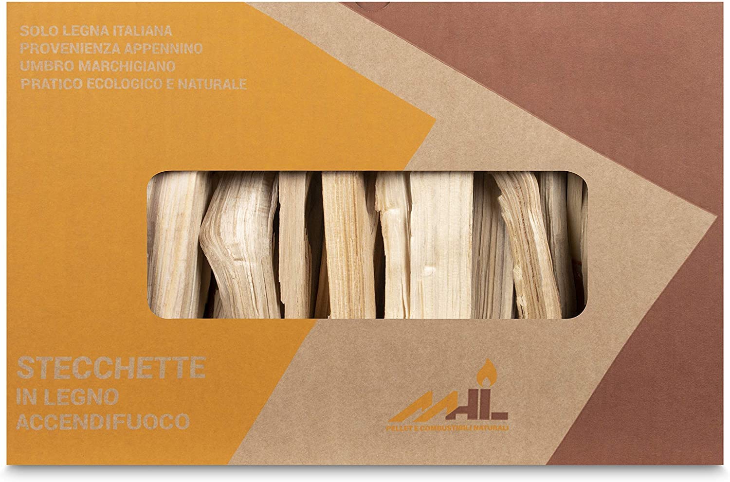MHL Stecchette in Legno Accendifuoco in Scatola di Cartone Certificate Enama Classe Qualità A1 - Set da 4 pezzi - Perso all'origine 12 Kg