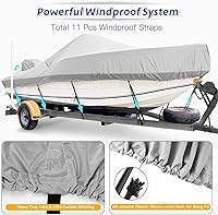 Vista 4 de Cubierta de barco para consola central 1400D, impermeable, para exteriores, de 17 a 19 pies, especialmente para consola central, lancha, lona marina