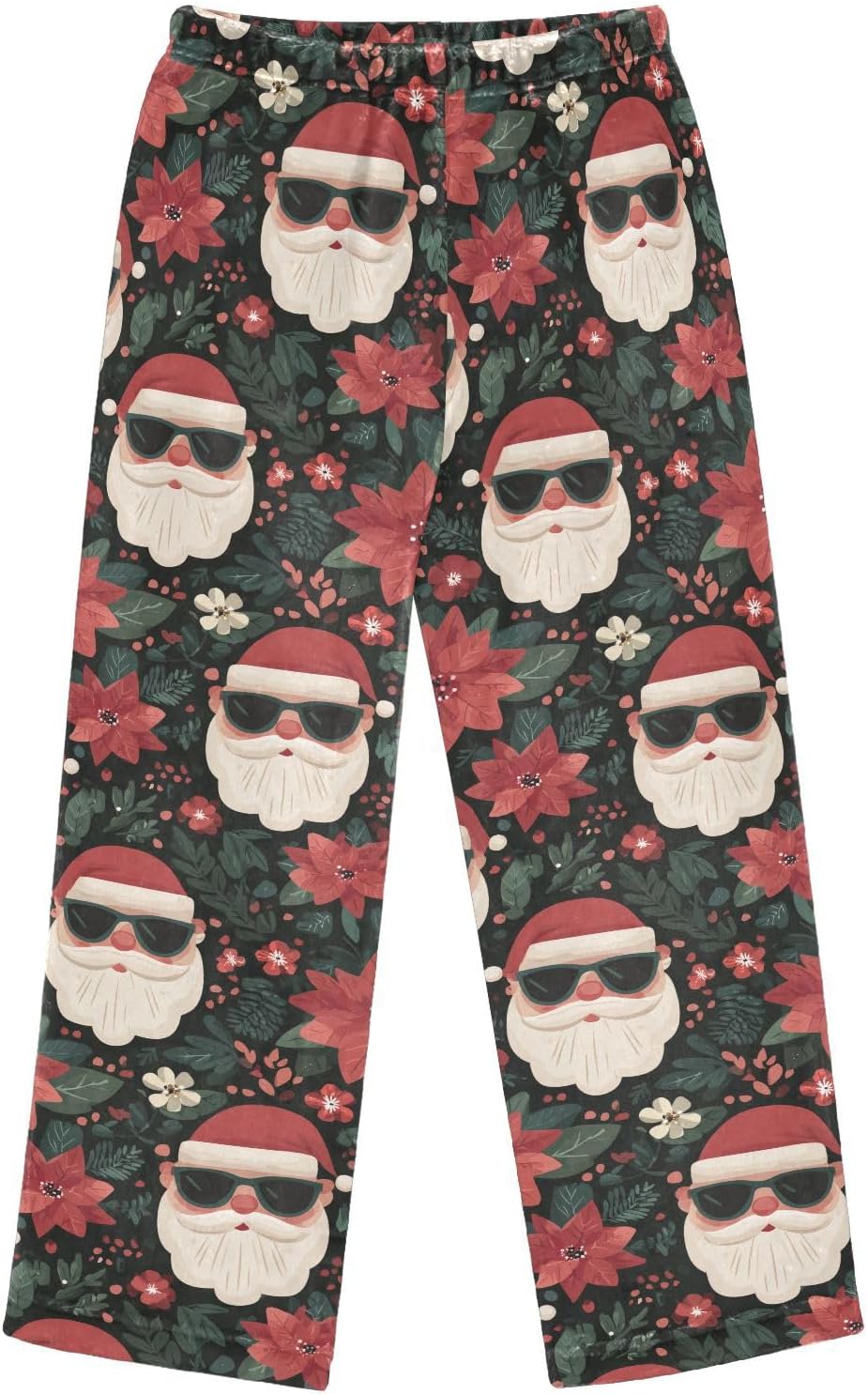 visesunny Santa Claus Sunglasses Christmas Flowers Boys Pants for Kids Fleece Bottoms Long Jogger Pants Trousers Size 6-14Y