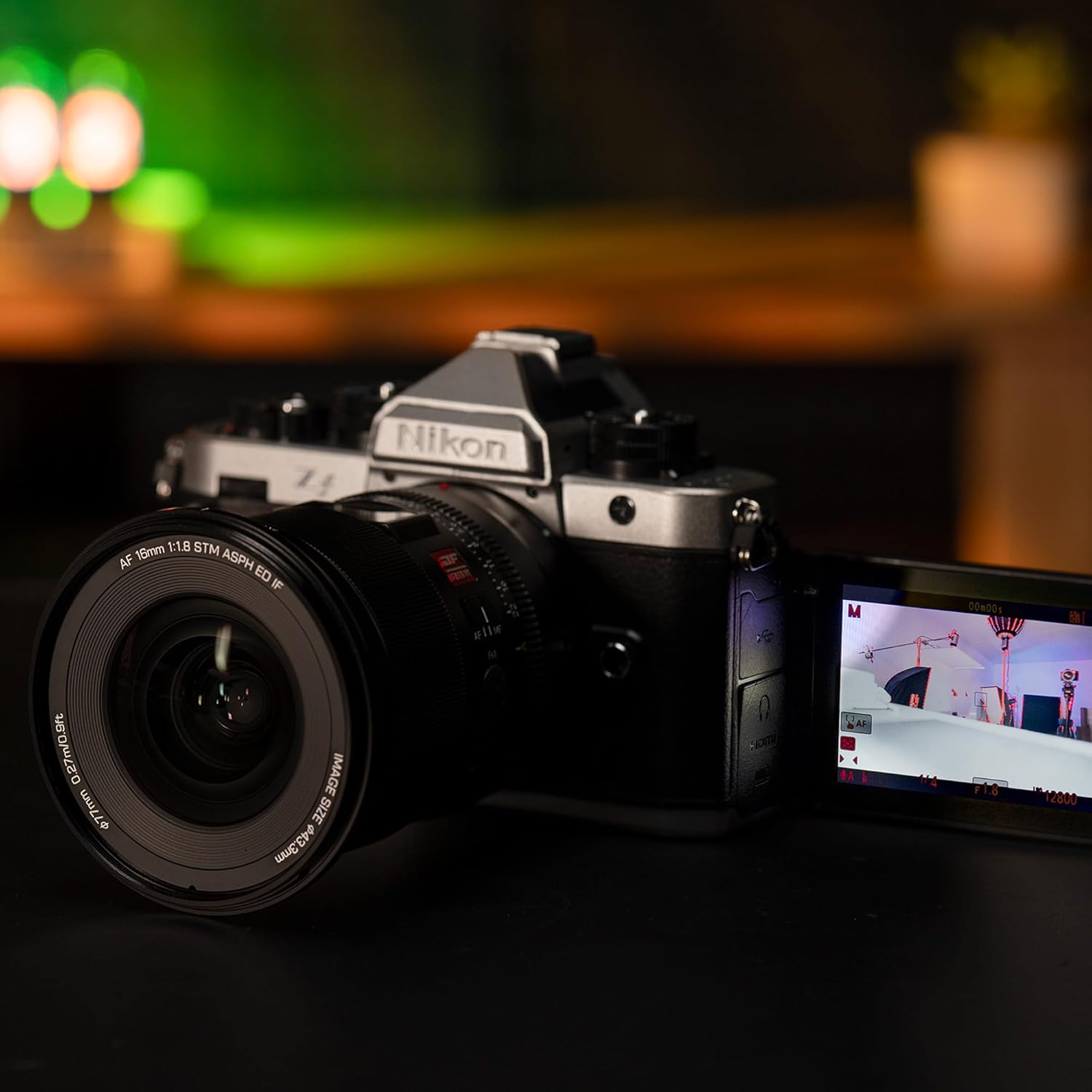 VILTROX AF 16mm f/1.8 Z lens mounted on a Nikon Z-mount camera, viewed from the front.