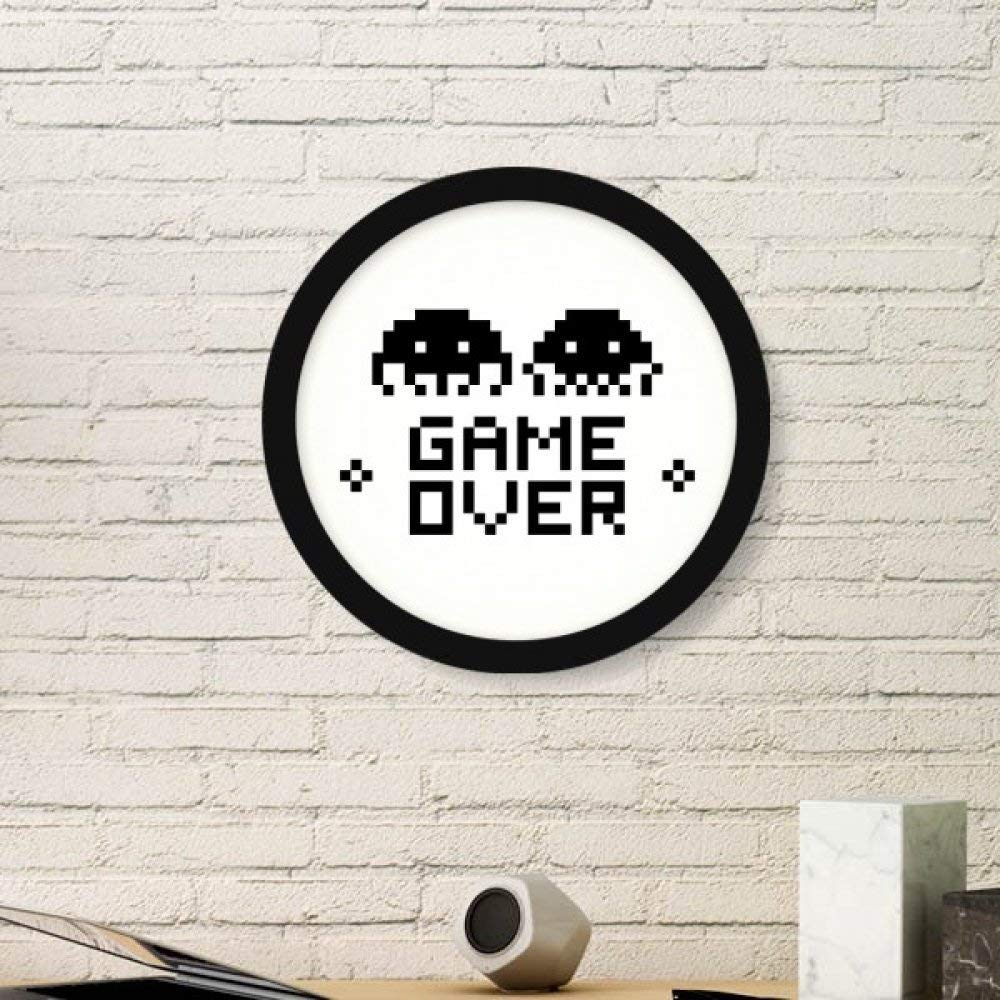 Cadeaux originaux cadre photo rond Game Over avec affiches d'art pixel noir