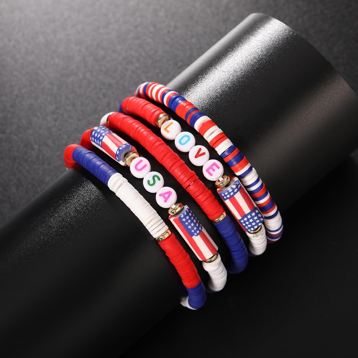 Friendship Bracelets - Beaded Bracelets Set for Teen Women, Stretchable Preppy Bracelets, Stackable & Colorful Bracelets - Ideal Gifts, 4th of July, Halloween, Christmas