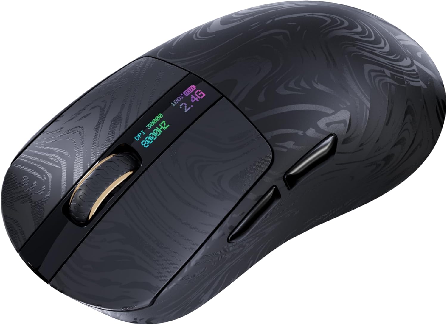 EPOMAKER Carbonis Wireless Gaming Mouse with Digital Display, PAW3950 Sensor, 8K Polling, 30K DPI, Carbon Fiber Composite Shell, Ergonomic Right Hand Esports Mouse for PC Gaming (Black)