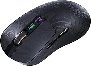 EPOMAKER Carbonis Souris Gamer sans Fil avec Affichage Numérique, Capteur PAW3950, 8K Polling, 30K DPI,Coque Composite de Fibre Carbone, Souris Esport Ergonomique Droitier pour PC Gaming (Noir Or)